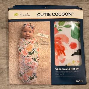 Cutie Cocoon and Hat Set with Floral Design